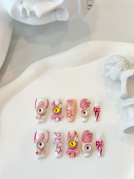 Long ET eyes nails pink