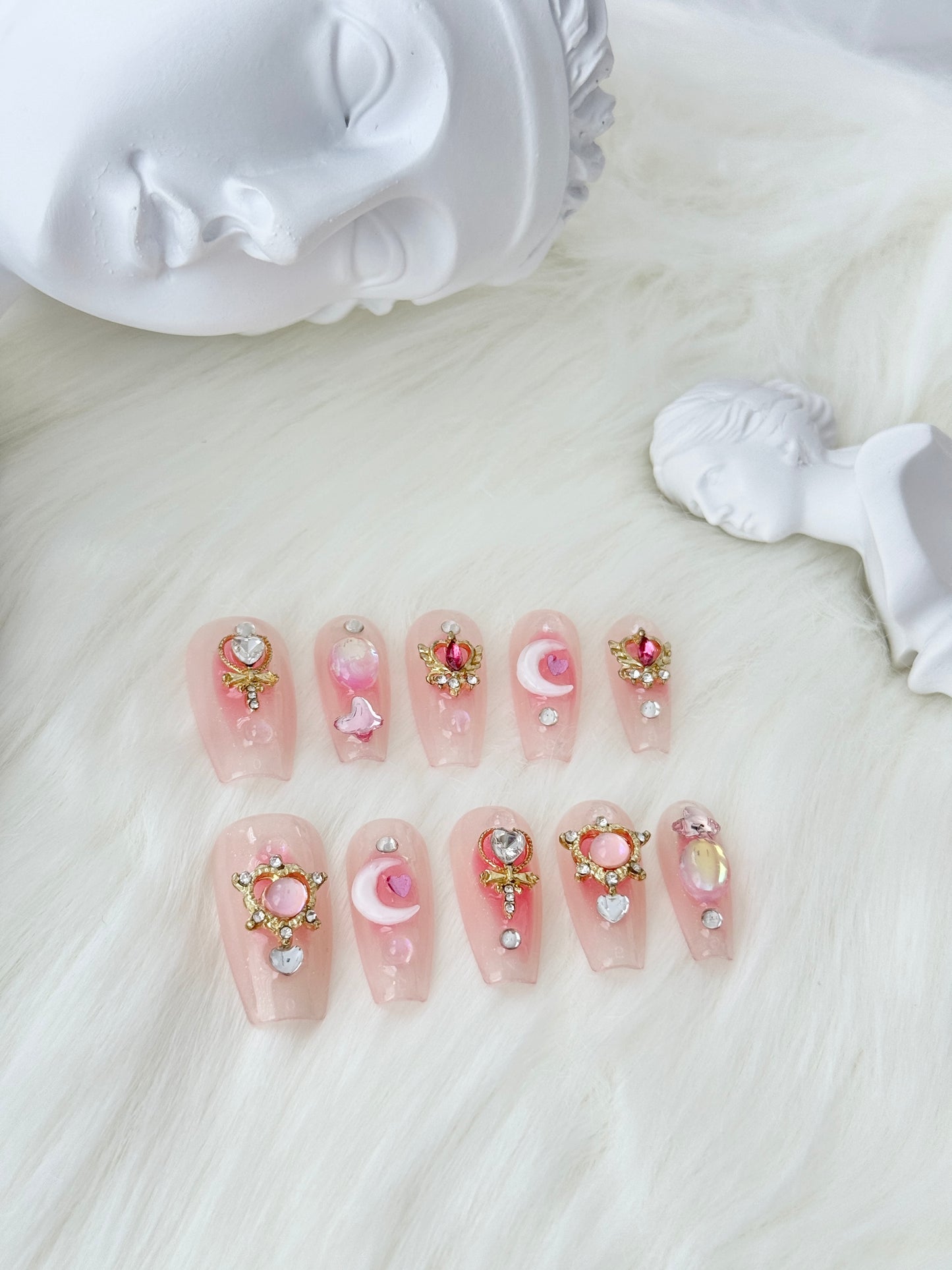 Long Sailor Moon nails pink