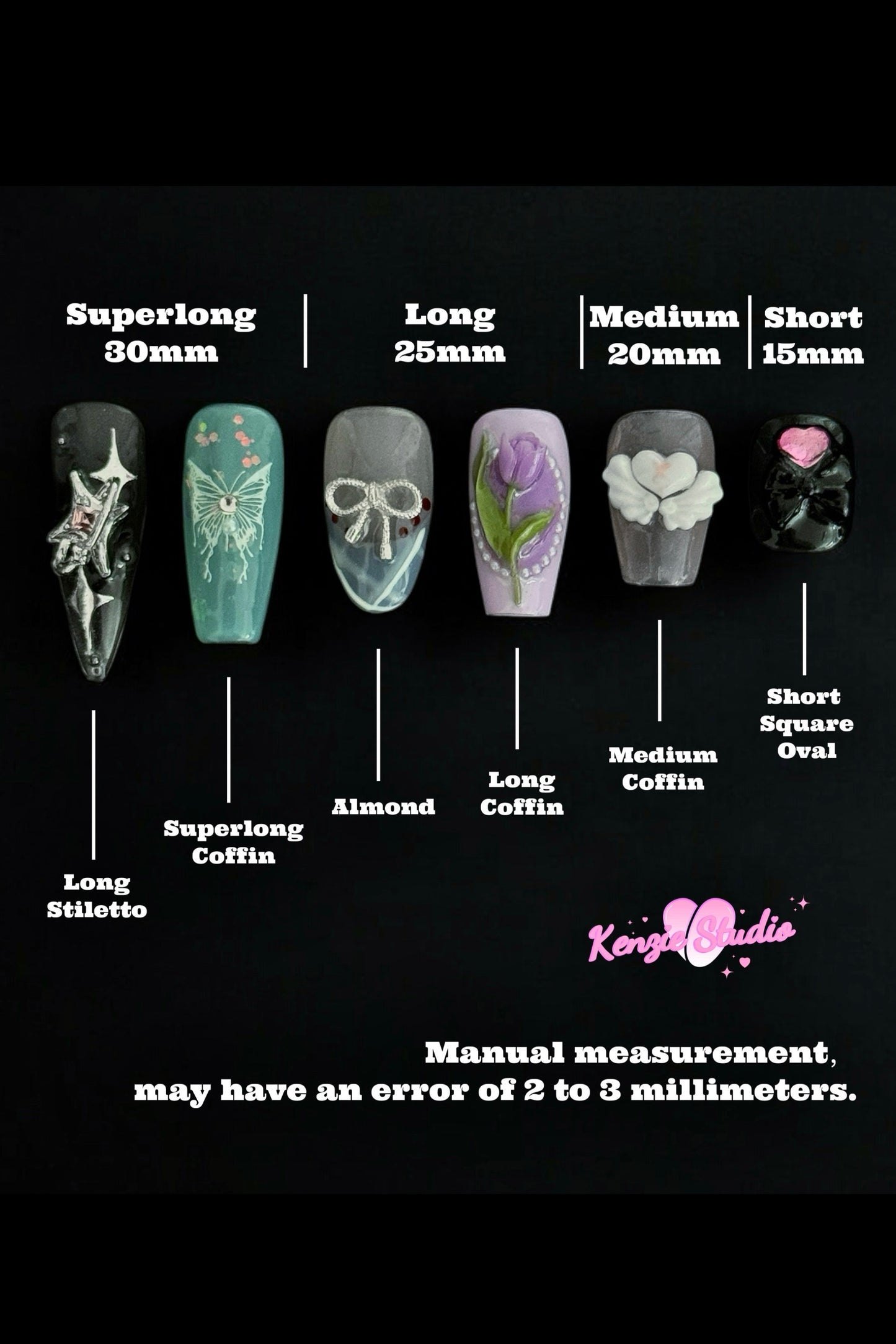 Short Kuromi 3d nails black