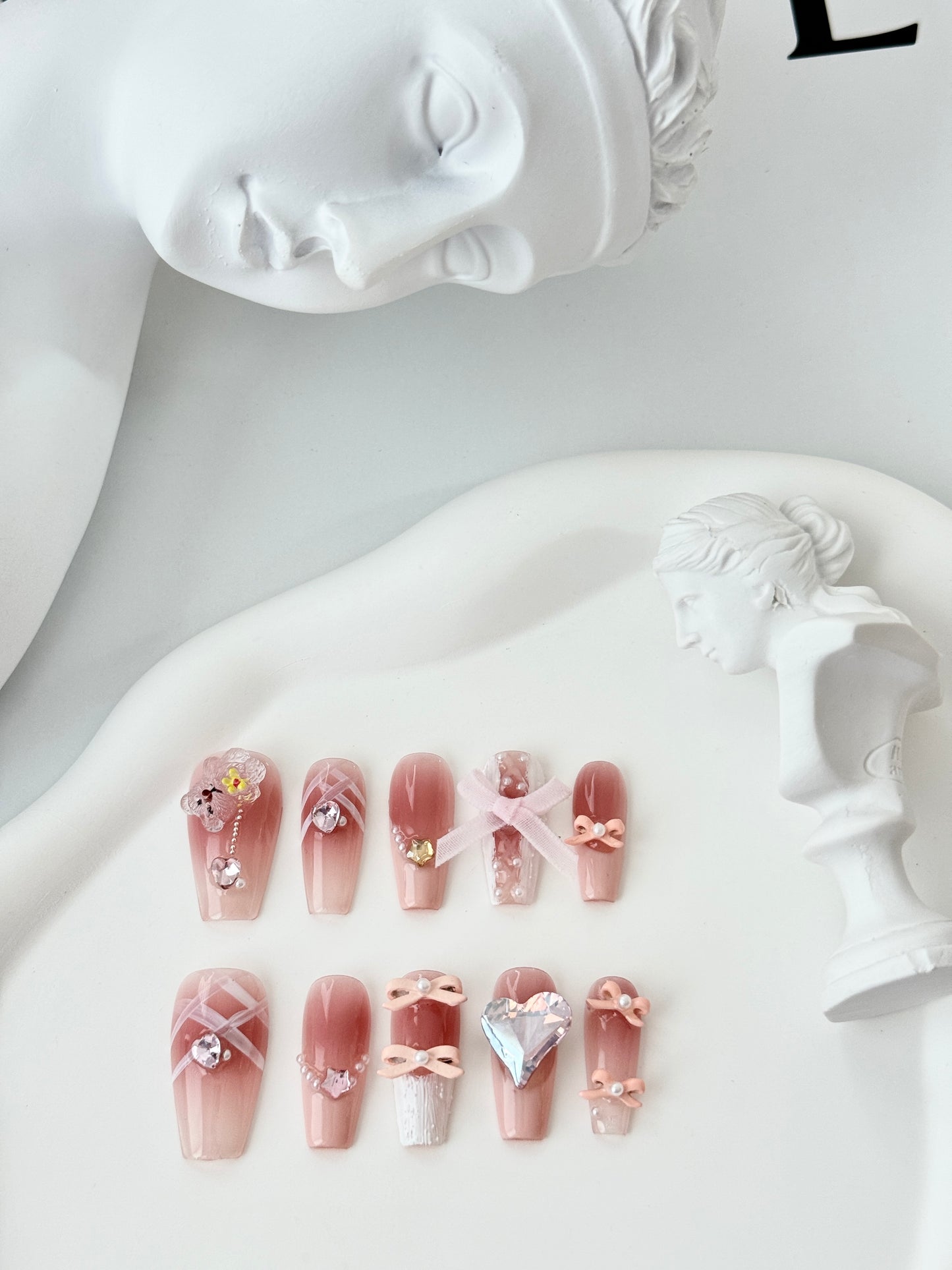 Long ballet coquette nails pink