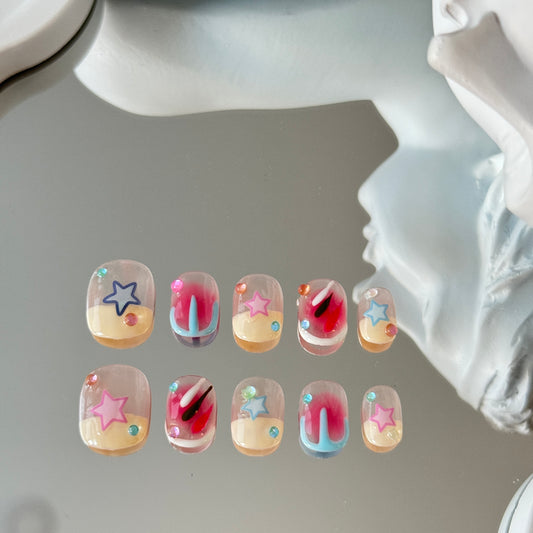 Short cute nails child colorful