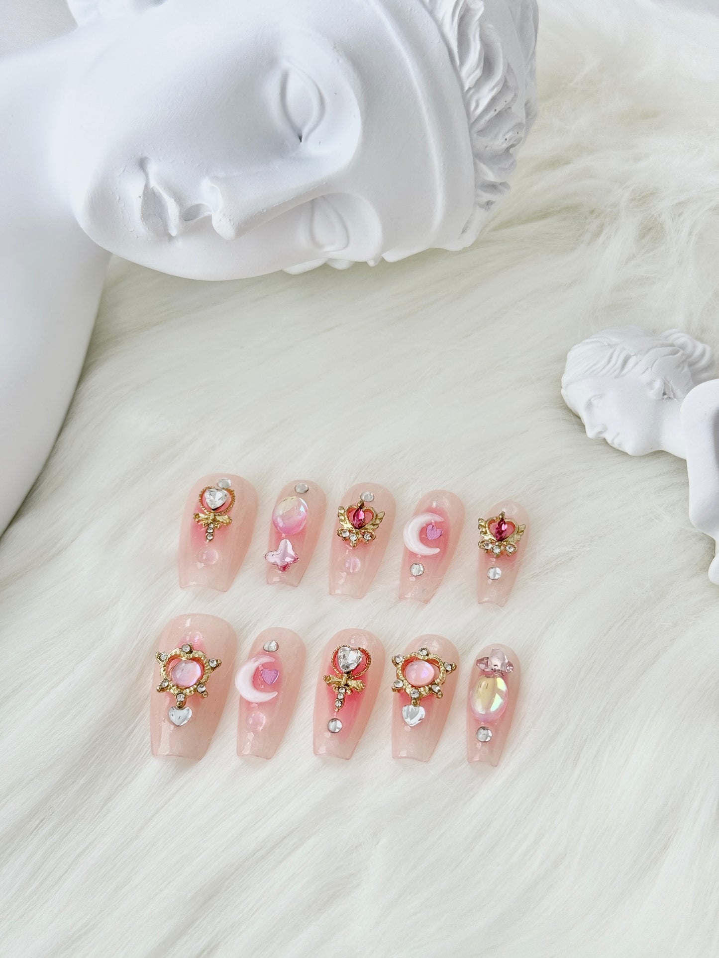 Long Sailor Moon nails pink