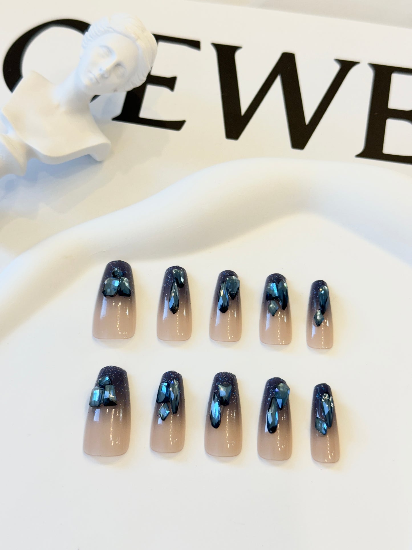 Long nails black dark blue